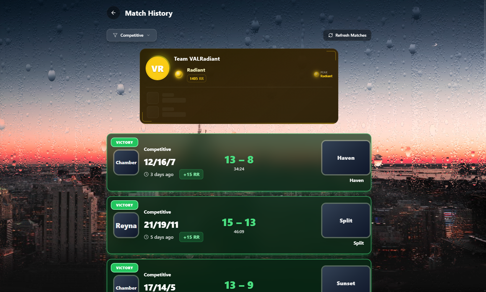 Match History preview